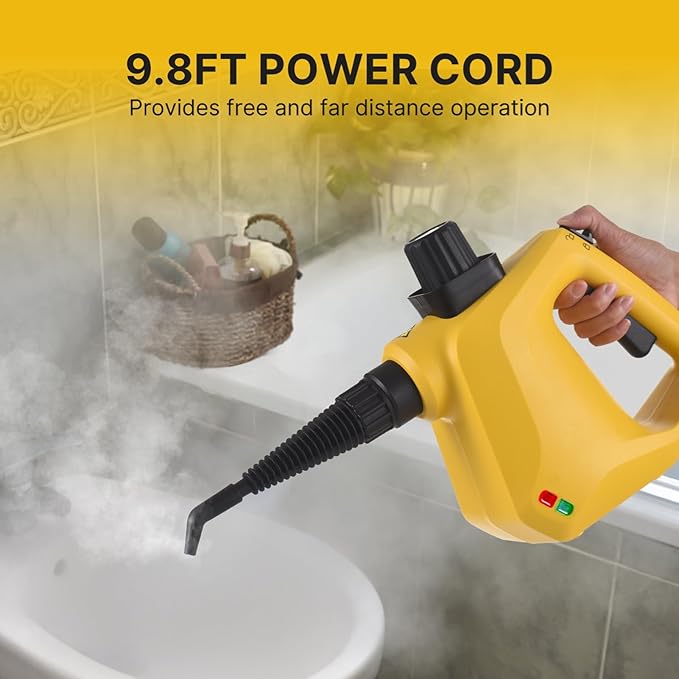 Aramox Pressurized Handheld Steam Cleaner Portable Floor Cleaner with Ergonomic Handle for Hardwood Tile and Car Interior 1000W 400ml Tank (US plug)