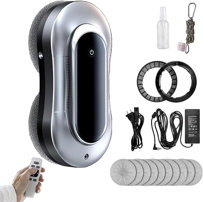 Intelligent Robot Glass CleanerRobot Glass Cleaner3 Cleaning Modes 5KG Adsorption Force Double Disc Double Suction Design Multiple Safety Protections for High Windows Ceiling