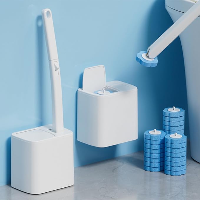 Disposable Brush with Holder &amp Refill Heads - Hygienic Sanitary Toilet Cleaner for Easy Cleaning Streak-Free Fresh Bathroom No Mess Disposable Toilet Bowl (1 Refill (36 pcs))