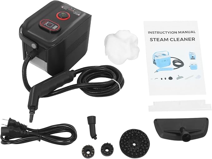 1500W Handheld Steam Cleaner Portable High Temp Steam Cleaning Machine 3 Gears Steam Setting 13s Heat-Up/4.5BAR High Pressure Steam Cleaner for Walls Car Detailing Tile (Black)