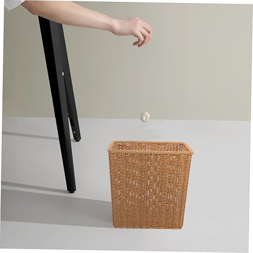 Sosoport Multi Function Storage Basket Wear Resistant Trash Bin for Bedroom Bathroom Kitchen Lightweight Wastebasket Without Lid Decorative Household Organizer and Gift Option