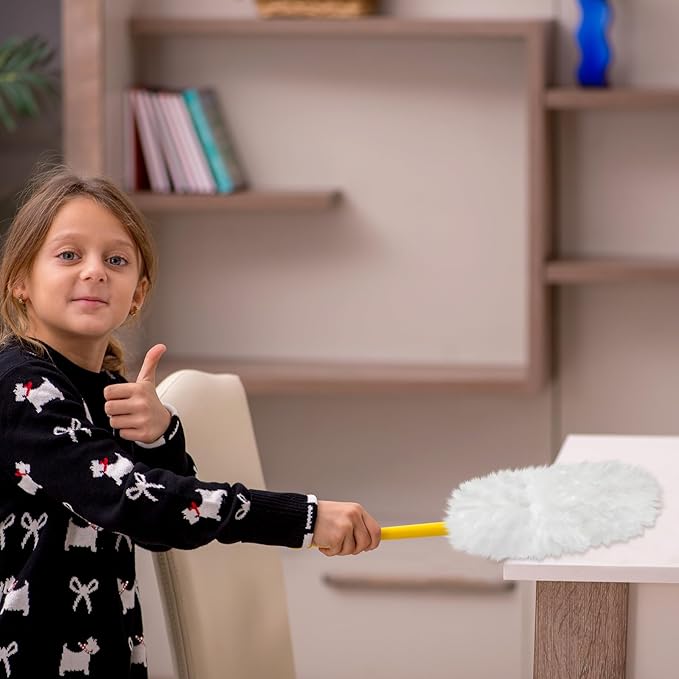 Vesici 300 Pcs Duster Refills Compatible with Swiffer Dusters Bulk Disposable Replacement Thickened with 1 Handle Heavy Duty for Cleaning Office (White)