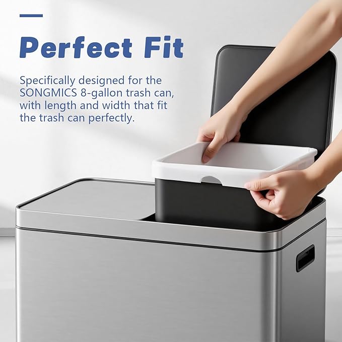 8 Gallon (30L) Trash Bags Fits SONGMICS 8 Gallon Trash Cans 6 Rolls 270 Counts Heavy Duty White Garbage Bags Pre-Separated Drawstring Trash Bags Suitable for Kitchen Bathroom etc.