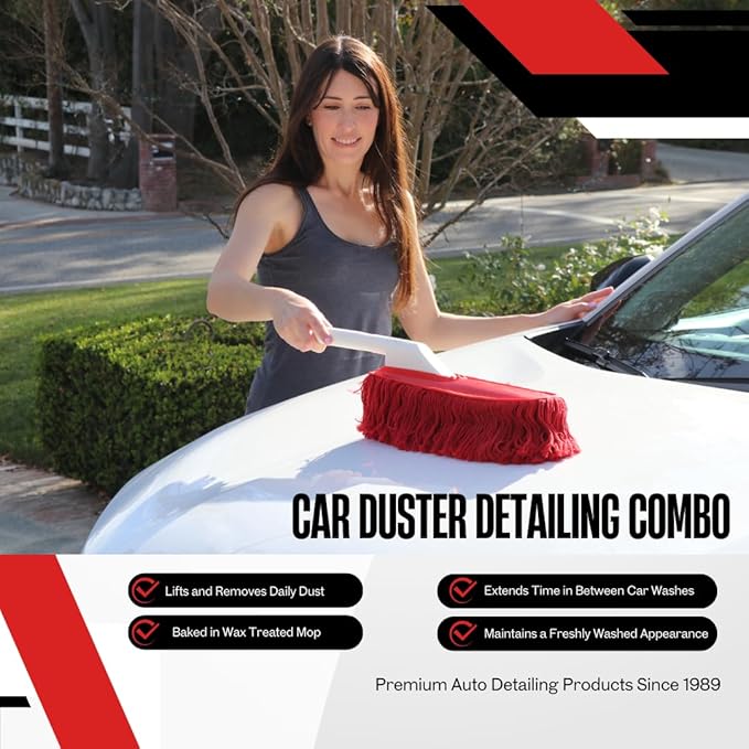The Original California Car Duster Detailing Kit with Plastic Handle Model Number: 62445  Red