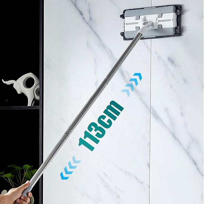 Genérico Mop Clip Cleaning Tool with Automatic Cloth Change – 112 cm Touchless Wet and Dry Mop – for Home Kitchen Bathroom Floor Wood Tiles Removal