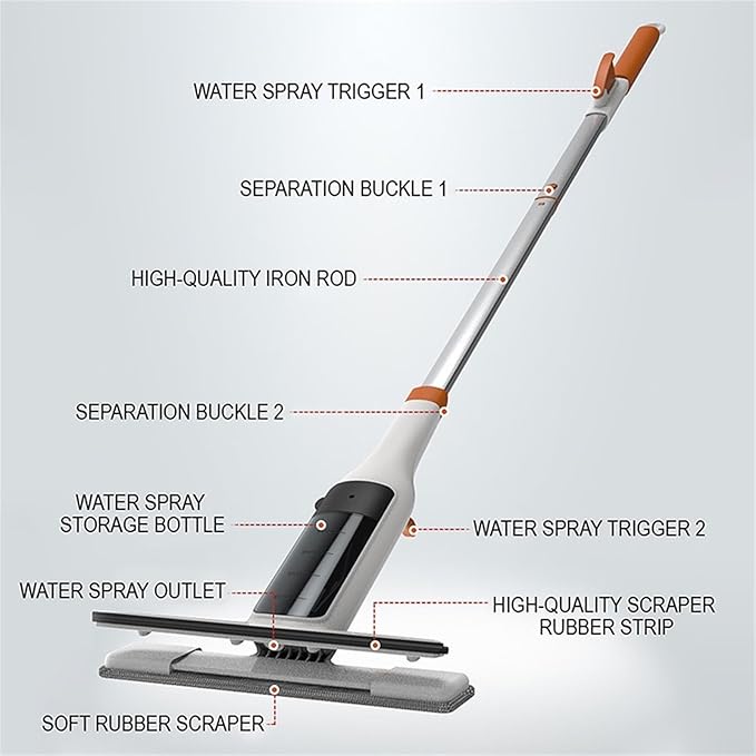 Long Handle Cleaning Brush Multifunctional Household Window Cleaner Double-Sided Wiper WithTank White Cleaning Tool ﻿