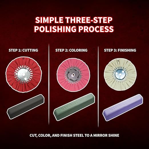 Combat Abrasives Knife Polishing Kit for Buffing &amp Polishing Steel or Stainless Steel 7 Piece Kit