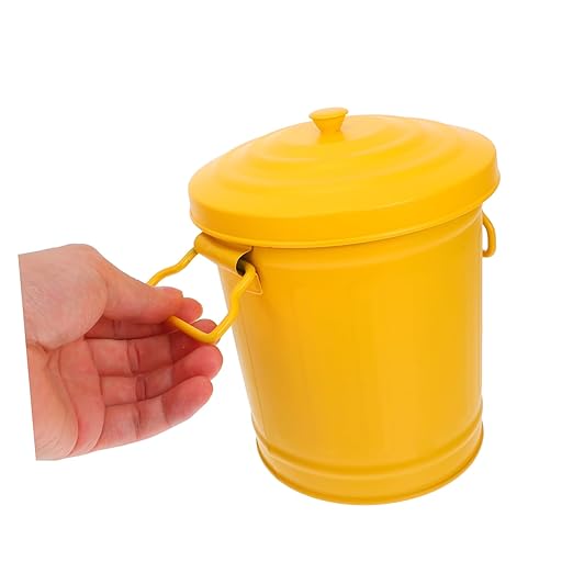 Alipis Trash Can Lid Mini Galvanized Waste Basket for Compact and Stylish Design for Desktop Bathroom and Kitchen Use