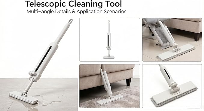 Mini Rotating Mop 360° Rotation No-Wash Design Desktop Cleaning Tool Flat Mop with Replacement Cloth