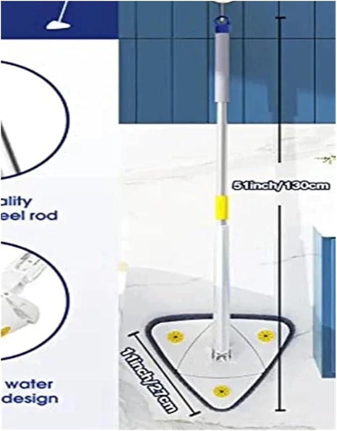 360° Swivel Telescopic Triangle Mop Cleaning Adjustable Squeeze Wet and Dry Using Absorbent Household Floor Tools(200cm mop)