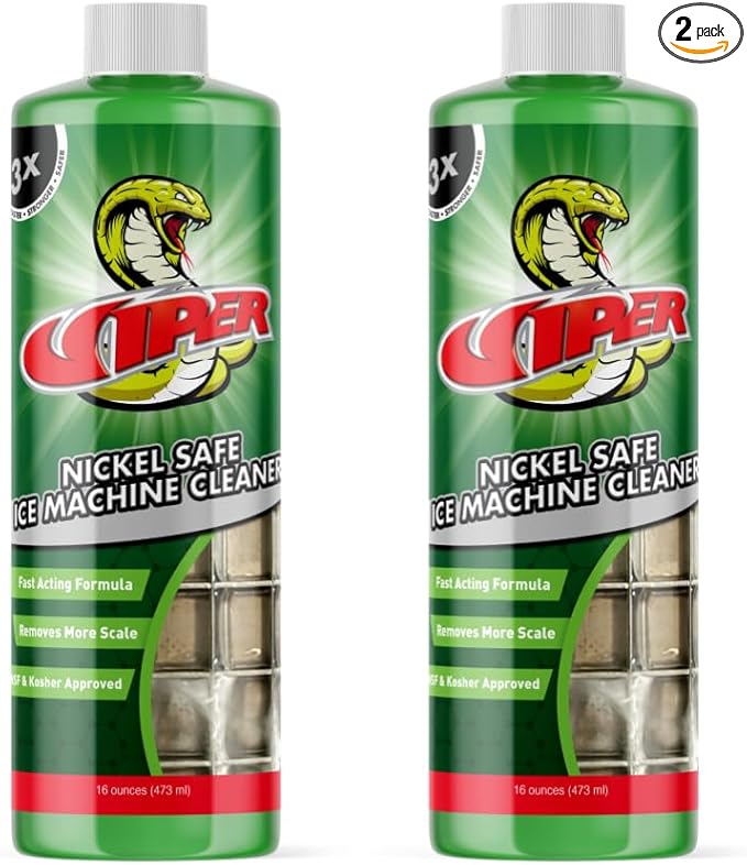 Viper by Refrigeration Technologies Nickel-Safe Ice Machine Cleaner (RT500N) | 2x - 16 fl oz Bottles | Approved for Nickel Plated &amp Stainless Steel Evaporators | For Ice Machines Producing 250+ lb