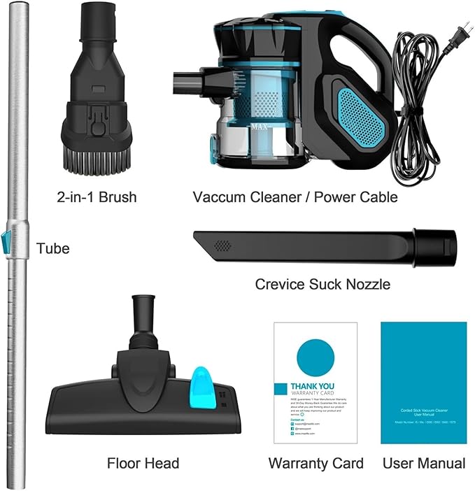 Vacuum Cleaner Corded I5 18Kpa Powerful Suction 600W Motor Stick Handheld Vaccum Cleaner for Home Pet Hair Hard Floor(RedUs)