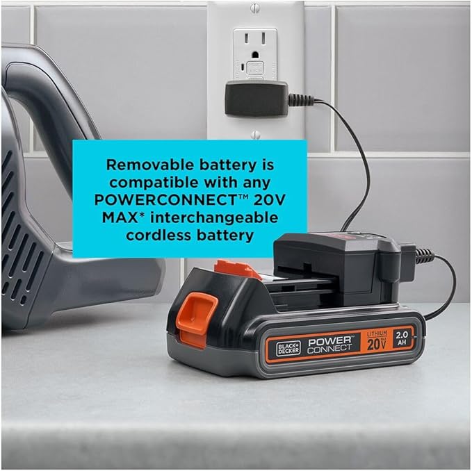 BLACK+DECKER POWERSERIES 20V MAX Cordless Stick Vacuum Cleaner Household Vacuum Cleaners for Hardwood Floors and Carpet LED Lights Detachable Anti-Tangle Lightweight Bagless (BHFEA18D1)
