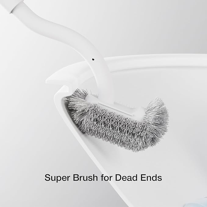 Toilet Cleaner Brush Diveotree Toilet Brush and Holder for Dead Corner Cleaning Wall Mounted Toilet Bowl Brush for Bathroom Decor Toilet Scrubber Brush for Home/Hotel (White Round-1pack)