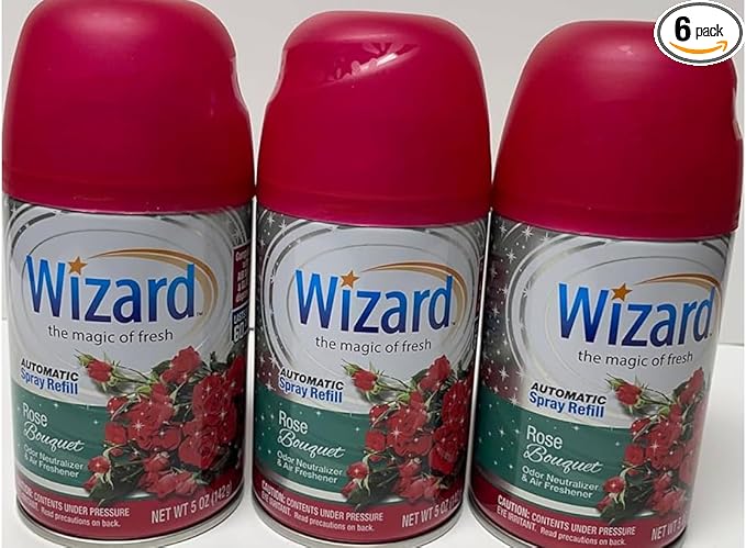 Wizard Automatic Spray 5Oz Refill (Package May Vary) Pack of 6 (Rose bouquet 6)