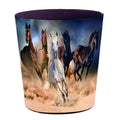 10L/2.64 Gallon PU Leather Trash Can Decorative Waterproof Wastebasket Paper Basket Garbage Bin for Home Office Bathroom - Horse B