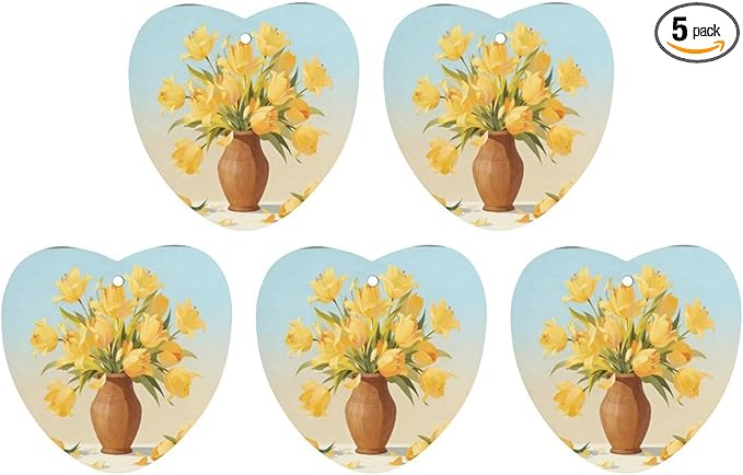 5PCS Car Air Freshener Hanging Personalized Double Sided Yellow Lily Car Fresheners Long Lasting New Cars Scents Cute Automotive Freshies for Closets Drawers (tea)