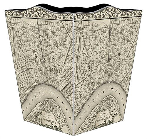 WB1589 Antique New Orleans Map Wastepaper Basket