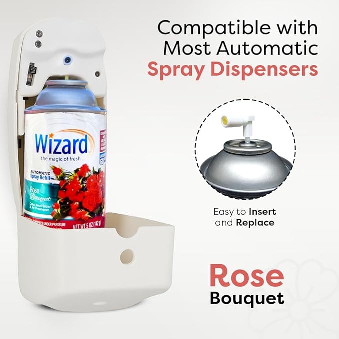 12 WIZARD AUTOMATIC SPRAY REFILLS 5 oz ROSE BOUQUET