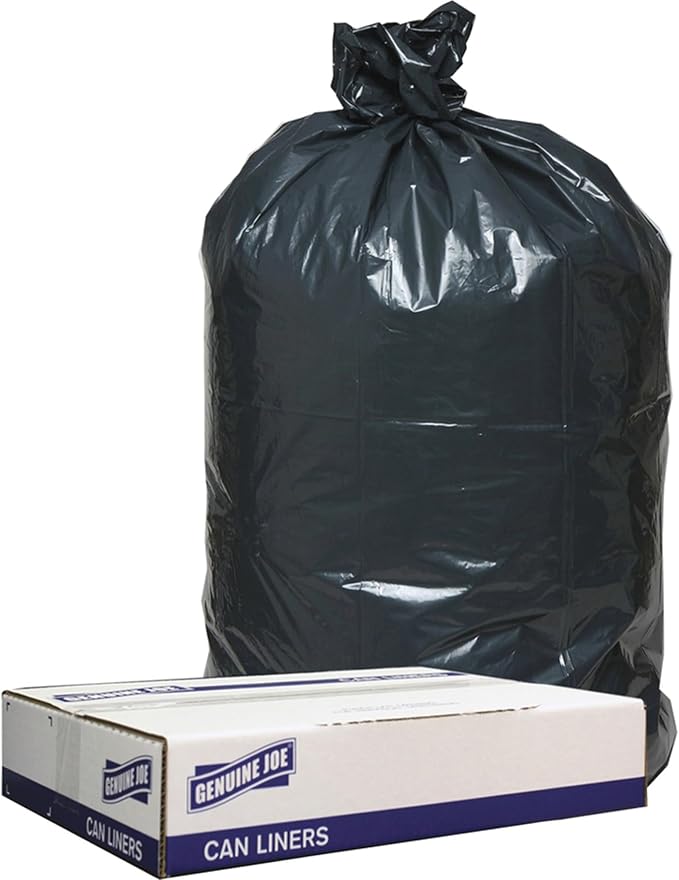 Genuine Joe GJO02147 2-Ply Low Density Can Liner 10 Gallon Capacity 23 Length x 24 Width x 0.60 mil Thickness Black/Brown (Case of 500)