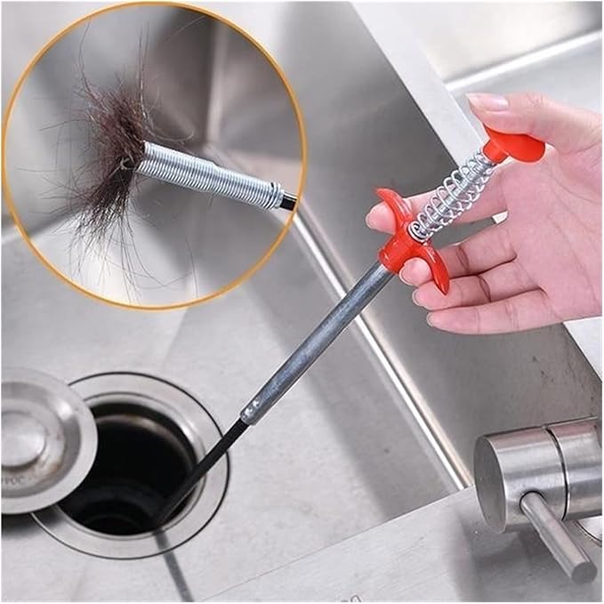 Spring Pipe Dredging Tool -60-250 Cm Drain Dredger Clog Tool for Kitchen Sink Sewer Cleaning Hook Tool (Color : 60cm -23inch)