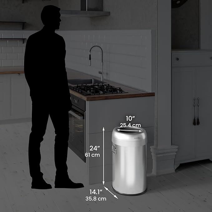 iTouchless 13 Gallon Dual-Deodorizer Trash Can and Recycle Bin Stainless Steel Commercial Grade Large 10 Inch Home Restaurant Restroom Office Open Top Round