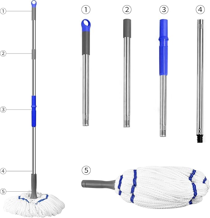 Basics Car Wash Mop Brush with Long Handle for Home