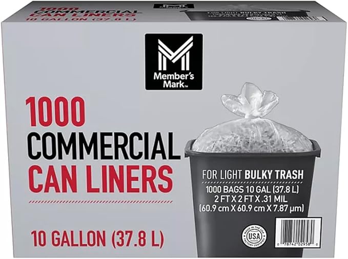 Member Mark 10-Gallon Commercial Can Liners 1000 ct.