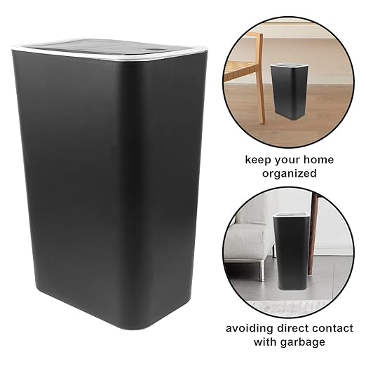NUOBESTY Plastic Trash Can with Press Lid Removable Wastebasket for Bathroom Bedroom Kitchen Compact Lightweight Garbage Bin with Smooth Finish Modern Household Trash Container for Use
