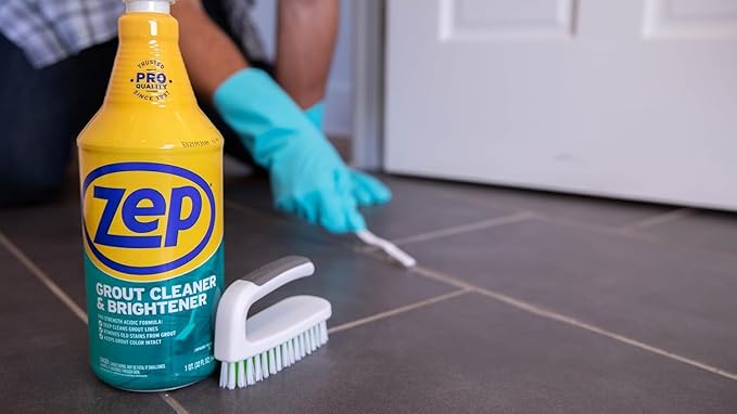 Zep Grout Cleaner + Shower Tub and Tile Cleaner ZU104632 32 oz and ZUSTT128 1 gal - Deep Cleans Grout Lines Removes Soap Scum Calcium Limescale and Dirt