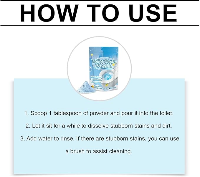 Household Toilet Cleaner Powder Easy To Use Easily Dissolves Stains.(3pcs)