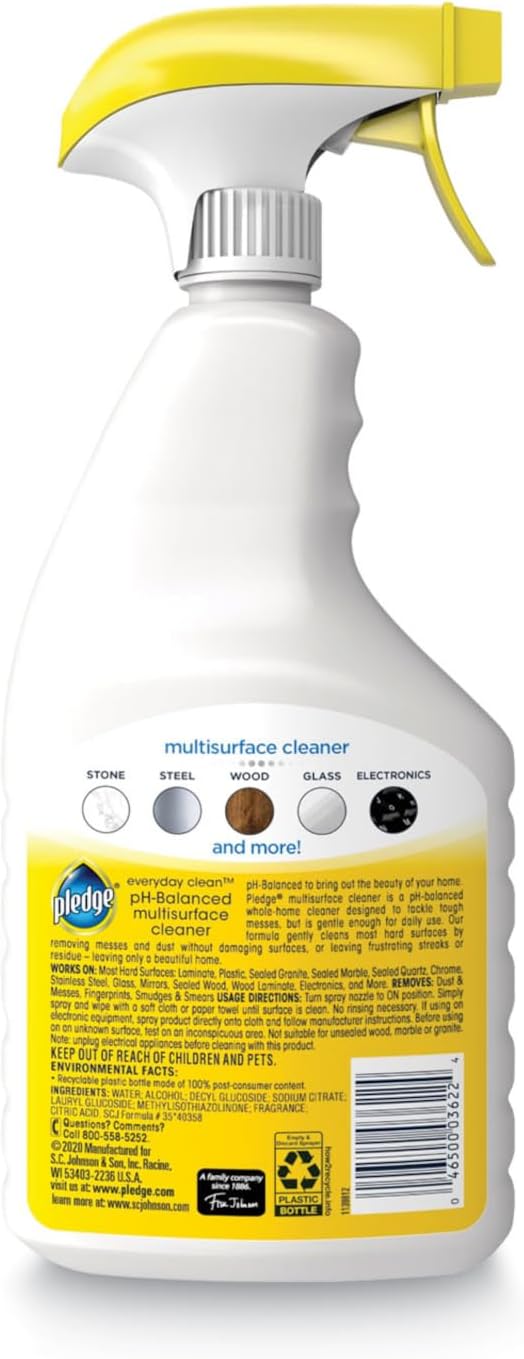 Multi Surface Cleaner Spray pH-Balanced Everyday Cleaner Works on Steel Wood Electronics Stone and Glass Citrus Scent 25 Fl Oz bundled with Micro Fiber Cloth