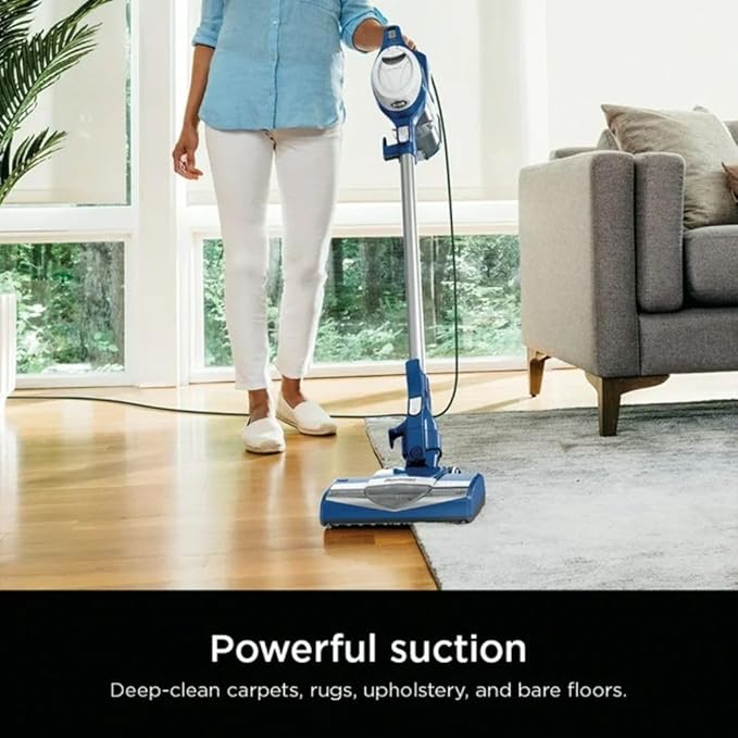 SharkLightweight Corded Stick Vacuum Cleaner with Powerful Suction Swivel Steering and Wall Mount Storage. (Blue)