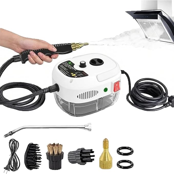 Car Steam Cleaner 2500w High-Temp Portable Machine Shaker Plus Steam Cleaner 2500w Handheld High-Temperature Pressurized SteamCleaner With Gloves for Home Auto Detailing (White)