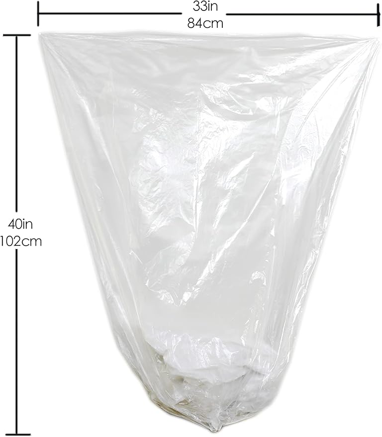 TYPLASTICS 33 Gallon Clear Trash Can Liners - 33 x 40 - High Density Garbage Bags - Case of 500 - Multipurpose for Office Outdoor Recycling Industrial and Commercial