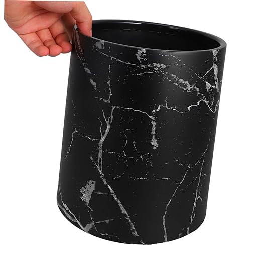 1piece Double Layer Marble Texture Garbage Can Plastic Waste Basket for Bathroom Kitchen Office Practical and Easy to Clean Trash Container for Living Spaces