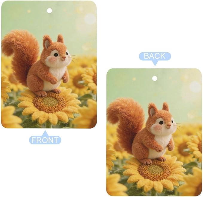 5PCS Car Air Freshener Hanging Personalized Double Sided Sunflower Squirrel Car Fresheners Long Lasting New Cars Scents Cute Automotive Freshies for Closets Drawers (tea)