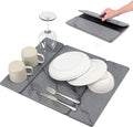 Quick Dry Collapsible Dish Drying Mat Eco-Friendly Absorbent Diatomaceous Earth Mats for Dishes Bottles Cups 20×16Large Stone Dish Drying Mats for Kitchen Counter (Gray 20（L）×16（W）)