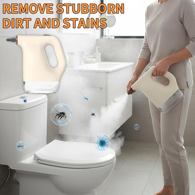 Handheld Steam Cleaner with 6 Accessories 20-Second Fast Heat-Up High-Pressure Steam Machine Multi-Purpose Portable Steamer for Kitchen Grease Bathroom Tile Grout Car Detailing Beige