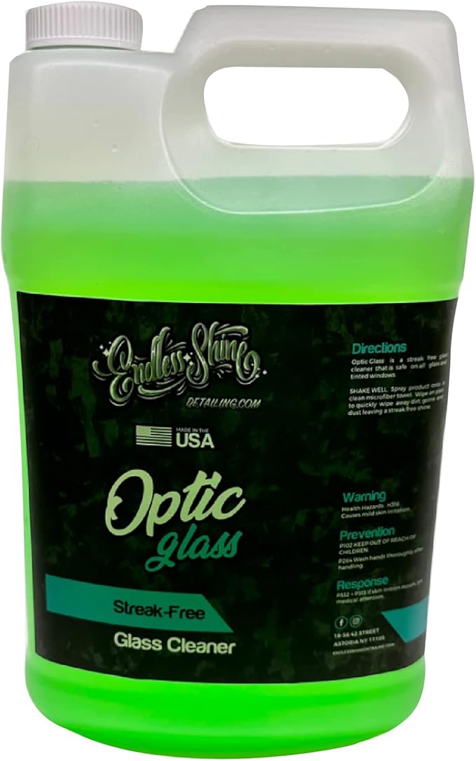 Endless Shine Detailing Optic Glass Streak Free Glass Cleaner - Safe for All Glass and Tinted Windows (1 Gallon)