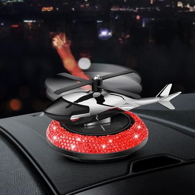 Diamond Car Air Fresheners with Solar Rotating Car Fragrance Diffuser Car Perfume Decoration Car Dashboard Aromatherapy Ornament Solar Helicopter Perfume Ornament Home Office Desktop Decoration F