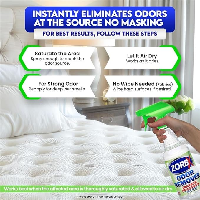ZORBX Unscented Multipurpose Odor Eliminator 3 items Bundle: 2 Oz + 16 Oz + 32 Oz - Used in Hospitals &amp Healthcare Facilities - Advanced Trusted Formula - Perfect Bundle to Get Rid of Unpleasant O