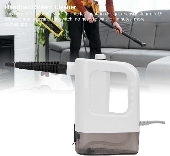 Steam Cleaner Handheld with 12 pcs Accessories Multi Purpose Steamer for Home Use Upholstery Car Floor Grout and Tile (US Plug 110V)