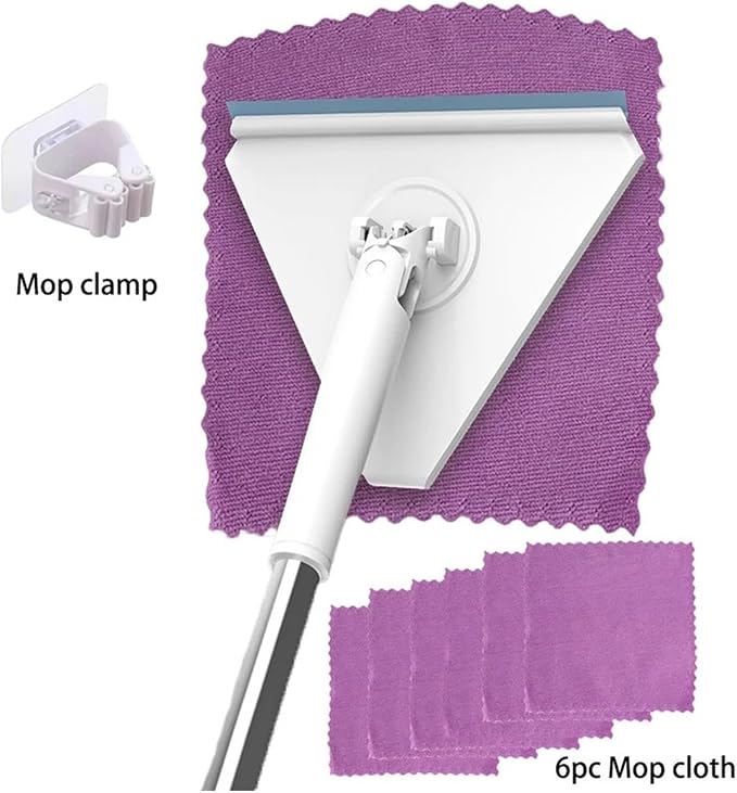 Hands-Free Wash Face Towel Triangular Mop Window Cleaning 360 ° Rotating Mini for Wet Wipes Household Tool(MOP 3PCS Cloth)