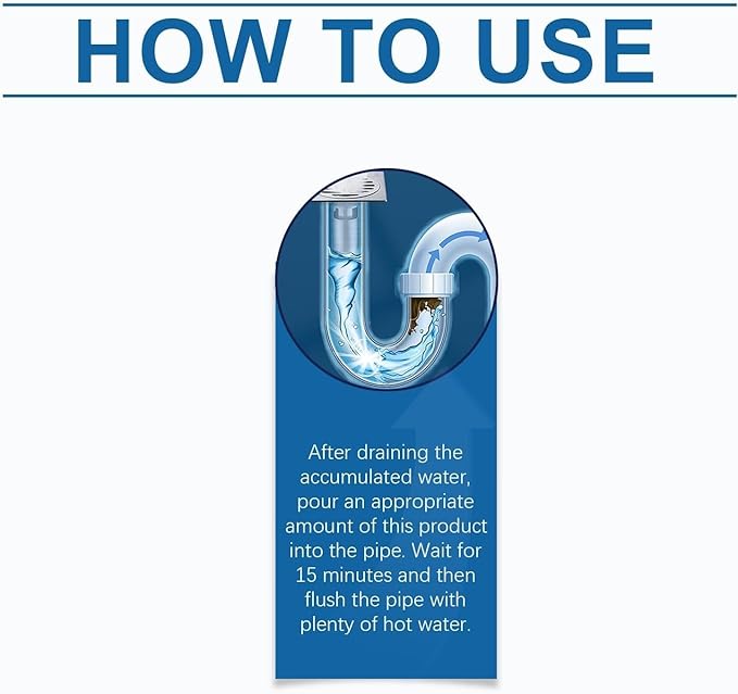 Powerful Pipe Dredging Agent for Kitchen and Bathroom Dissolves Waste and Stains Safe for All Pipes(2pcs)