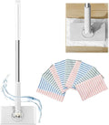 Saker Snap Grip Mini Mop 360° Swivel Head Lazy Mop for Floors &amp Walls Hands-Free Cloth Change Adjustable Handle for Wet/Dry Multi-Surface Cleaning (White+10*Cloth)