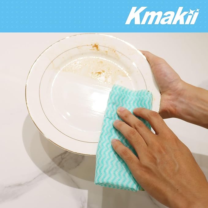 KMAKII Handi Wipe Reusable Cloths - Multi-Purpose Disposable Dish Cloths and Towels Ultra Absorbent Fast-Dry Durable Cleaning Wipes for Kitchen and Home Green 11.8 x 21 inches Pack of 80