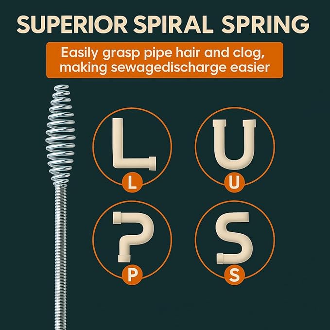 50 FT Drain Snake Hair Drain Clog Remover Manual Or Powered Plumbing Snake With Drill AdapteUnclog Sink Drain Tool Drain Auger for Toilet、Shower、Kitchen、Sink No Auto Retract Or Feed Red