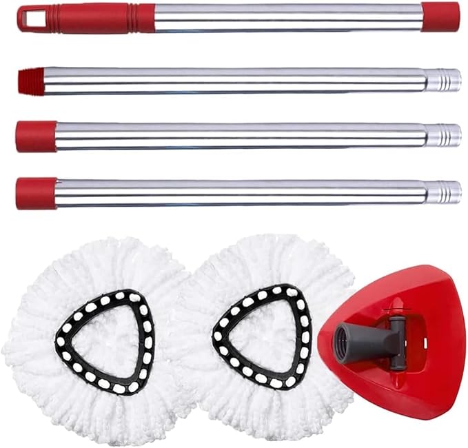 Triangle Base Spin Mop Replacement Kit with Adjustable Handle and 2 Refills