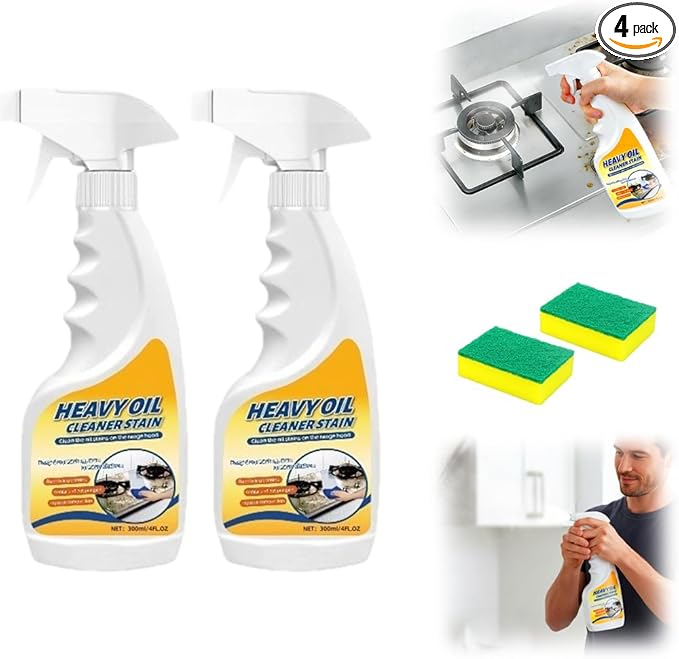 Heavy Oil Multi Purpose Cleaner Stain Effective Multi-Purpose Cleaner with Kitchen Cleaning Sponges for Household Oven Stove Range Hood Sink Heavy Oil Cleane (2PCS)